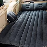 amazon basics Polyvinyl Chloride Car Bed for Back Seat - Black (Pack of 1)|Inflatable Bed with 2 Air Pillow & Air Pump |Porta