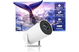 HIPPUS Mini Videoprojecteur 4K, Retroprojecteur Portable WiFi 5G/2.4G Bluetooth, Projecteur Video avec Retournement à 180°, Auto Keystone Vidéoprojecteur Home Cinéma pour PS5/Fire Stick, Blance