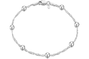 Amberta Srebro wysokiej próby 925 1,4 Singapur łańcuszek bransoletka rozmiar z kulkami 4 mm 18 cm 19 cm, 7"/18 cm, Singapur, Brak kamienia