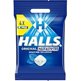 Halls Original Candies Menthol and Eucalyptus Flavor, Sugar Free, Pack of 4 x 32g | Sugar free candy with eucalyptus flavor a