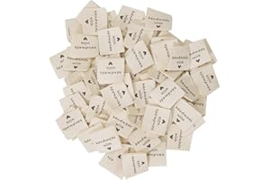 KAIAIWLUO Étiquettes en Tissu,100 PCS Handmade Etiquette Fabriqué à la Main avec Amour Étiquettes Textiles à Coudre Étiquettes de Vêtements de Faites à la Main pour Bricolage Artisanat Décorations 2 x 4CM