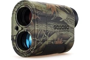 Gogogo Sport Vpro Telémetro Caza Golf 1097 M/Yardas, Medidor Laser con Luz Verde ON/Off, 3 Modos de Bloqueo de Bandera & Vibración, Escaneo, Velocidad, Precisión ±1yd 6X Aumento, Batería Gratis