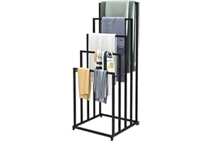 JURMERRY Freestanding Towel Rack Organizer for Bath and Towel Bathroom Accessories (5- Tier, Black)