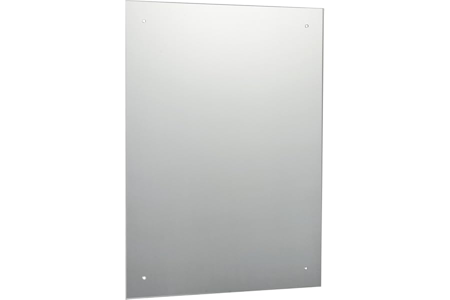 60 x 45cm Waterstone Frameless Bathroom Rectangle Mirror with Pre-Drilled Holes and Wall Hanging Fittings