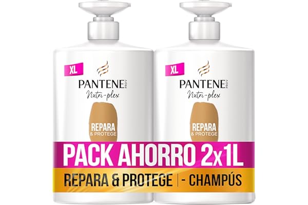 Pantene Champú Pelo Repara Y Protege Nutri Pro-V, Fórmula Pro-V + Antioxidantes, Para Pelo Seco Y Dañado, 2 x 1000 ML