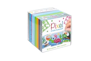 PRACHT CREATIVES HOBBY PixelHobby Pixel P29023 - Zestaw hobbystyczny "Ptaki nad jeziorem", system wtyczek jako kreatywne hobby dla dzieci od 6 lat, pudełko na kostki z szablonami motywów i kwadratami pikseli