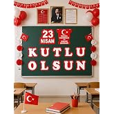 23 Nisan S&uuml;sleri 23 Nisan Kutlu Olsun Yazılı Dekor Seti - 12 Par&ccedil;a