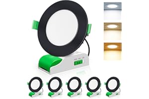 ALUSSO LIGHTING Spot LED Encastrable Avec transformateur 8W 650LM Dimmable LED Plafonnier Encastré Ø 70-88mm 230V Extra Plat 3000K 4000K 5700K Réglable IP44 Étanche Salle de Bain, Lot de 6, Noir