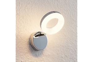 ‎ELC EUROPEAN LIGHTING CIRCLE ELC LED Wall Light, Swivelling and Rotating, 1 Bulb, 230 V, Includes LED Bulb A+, Wall Light Indoor, Ceiling Spotlight Warm White, Metal Chrome, LED Spotlight (1 x 400 lm Each 4 W)