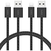 Belkin 2'li &Ouml;rg&uuml;l&uuml; USB-A - Lightning Kablo, 1,5 m, Yumuşak, Esnek ve Hızlı Şarj Kablosu, iPhone 14 ve &Ouml;nceki Modeller, 9. Nes