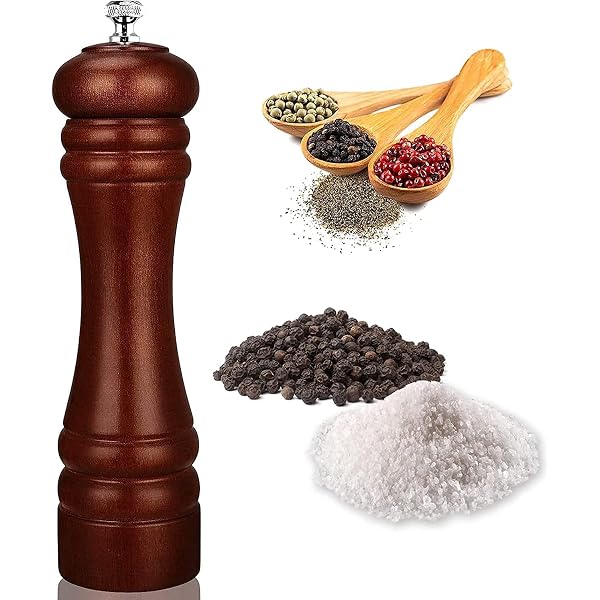 MASALACO Classic Oak Wood Salt And Pepper Grinder Set - 6.5 Inch, Refillable, Adjustable Ceramic Rotor, 2 Pack - View #3