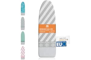 BUNTES BRETT Housse Tables à Repasser Colorée pour Fer à Vapeur (Taille M) | Universel Max. 120x40 cm | Housse de Planche a Repasser, Repassage Rapide et Facile | Made in EU | Gris