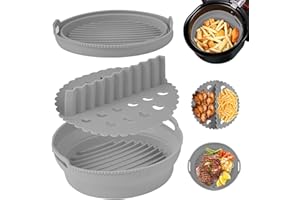 KIEYEENO Fritteuse Futter, Silikonform für Heißluftfritteuse, 22cm Faltbarer Air Fryer Silicone Pot Heißluftfritteusen Silikontopf mit Trennschale, Airfryer Zubehör Wiederverwendbares, Spülmaschinenfest