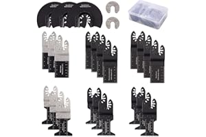 Multi Tool Blades 25Pcs CAMWAY Oscillating Saw Blades Universal Wood Metal Plastic Multitool Blades for Dewalt Bosch Craftsman Chicago Quick Release Multi Tool Accessories