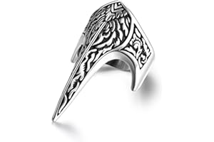 GTHIC Stainless Steel Thumb Ring For Men Women Vintage Eagle Beak Goth Rings Archer Ring Fashion memento mori ring Animal Jewelry Gifts US Size 7-13