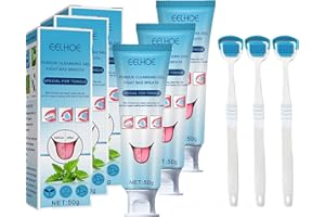 GETEAWILY Tongue Cleaning Kit, Tongue Cleaning Gel with Brush, Oral Thrush Treat-ment for Mouth, Oral Care Removes Oral Odor Breath Tongue Coating Cleaning Bad Breath for Adults, 1 Set