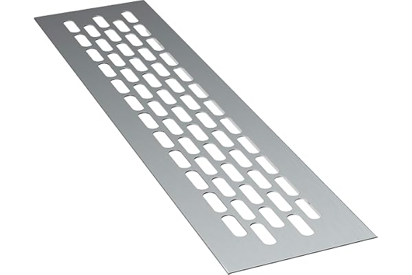 sossai® Grille de ventilation en aluminium - Alucratis (1 pièce) | Rectangulaire - dimensions: 24,5 x 6 cm | Couleur: alu | grille d'aération