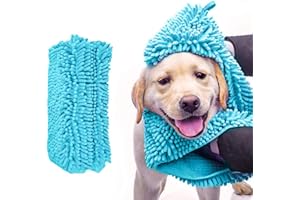 Skingwa Serviette pour le nettoyage, serviette de douche multifonction pour chien, serviette de bain ultra absorbante en microfibre chenille pour le toilettage, 35 x 80 cm (Bleu)