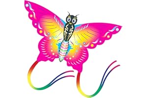 Laptony Butterfly Kite for Kids and Adults, Easy Flyer Kites for Boys and Girls, Beach and Summer Outdoor Toy with 100 meters Flying Line and Spool, Durable Nylon Kite for Beginners