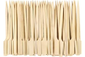 Lanjue 200 Paddle Bamboo Skewers 9CM, Flat Burgers Sticks, Kids Wooden Fruits Picks, Cocktail Sticks, Satay Skewers, Barbecue Kebabs