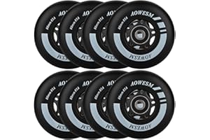 AOWESM Inline Skate Wheels 72mm 76mm 80mm Asphalt Outdoor Roller Blades Inline Hockey Replacement Wheel 85A (8 Wheels w/Bearings ABEC-9 and Spacers)