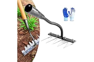 GÉNÉRIQUE Rateau Jardin,Rateau De Jardin Desherbage,5/6/7/8 Teeth Carbon Steel Garden Weeding Rake,Outil De RâTeau De DéSherbage (5 Teeth)