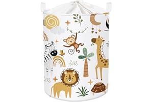 Clastyle Cestos Almacenaje Infantil Animales Boho Cesta Ropa Sucia Plegable para Habitación Infantil Dormitorio Cajas de Almacenaje Juguetes para Chico Chica, Marrón, 36 * 45 cm