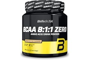 BioTechUSA BCAA 8:1:1 Zero | Rapport 8:1:1 de leucine, isoleucine et valine | Sans sucre, sans gluten, 250 g, Thé glacé à la pêche