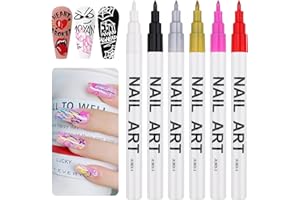 ‎KALOLARY 12 Farben 3D Nagelkunststift Set, Kalolary Nagelspitze Nail Art Pen, Graffiti-Punktierungsstift Pinsel für DIY Nagelkunst, Schönheit, Schmuck, Maniküre Werkzeuge (Mehrfarbig 6P)