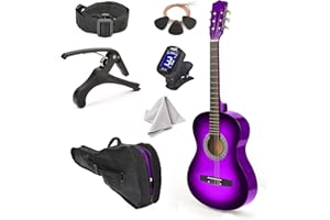 MASTER PLAY 30 Inch Left Handed Wooden Guitar with Bag and Accessories for Kids/Girls/Boys/Teens/Beginners (Purple)