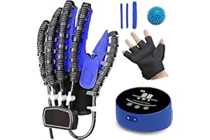 XNKLPY Hand Rehabilitation Gloves Hemiplegie, Finger-Hand-Trainingsgerät Reha Handschuhe, Physiotherapie Arthrose Handschuhe Schlaganfall Hilfsmittel Fingertraining Reha Orthese(Size:Links XXL,Color:Blau)