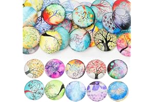 FARYODI 60 pietre colorate per bambini, pietre di vetro da 25 mm e pepite di vetro in colori misti, perfette per ciondoli, gioielli e gemelli (albero della vita)