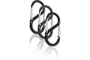 Holesto® Juego de mosquetones en S, mosquetón pequeño, llavero con doble apertura, mini mosquetón, juego de mosquetón, color negro