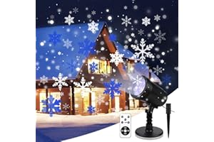 YINUO MIRROR Proiettore Luci Natale con Fiocco di Neve, Proiettore Natale Esterno ed Interno IP65 con Telecomando,Decorazioni Natalizie per la Casa,Adatto per Natale,Compleanno, Capodanno