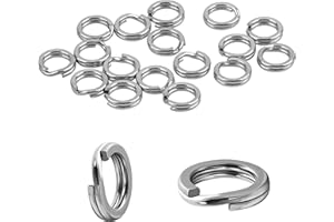 JSHANMEI Anelli divisi da pesca in acciaio inossidabile Anelli a doppio anello piatto ad alta resistenza Connettore per esche Anelli solidi Attrezzatura da pesca per pesca a traina Pesca d'acqua dolce e salata