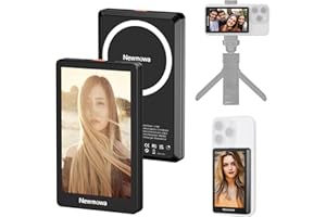 Newmowa Czarny Magnetyczny Telefon Vlog Selfie Monitor Ekran,1080P Nagrywanie Bezprzewodowe,Tylnej Kamery Telefonu Do Selfie LiveStream TikTok,Kompatybilny z iPhonem(Support 4K 30fps Wired Recording)