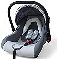 MomNess Infant/Baby Car Seat & Carry Cot with Canopy, Convertible to Car seat, Rocking Chair, Carry Cot & Feeding Chair, 0 to 18 Months (Black Grey)