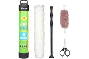 Nelxsene 5m Borsa PVA Carpa Pesca Lotto,Set Di Pesca in Borsa PVA,con Forbici, Imbuto E Asta Di Riempimento Esche, 18/25/37/44 mm Idrrosolubile Veloce pesca Borse Rete Bait