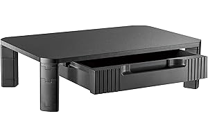 RICOO Supporto monitor scrivania WM9 con cassetti 48 x 10 x 30 cm Rialzo schermo PC Nero