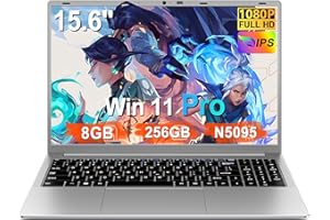 RUZAVA Ordenador Portátil 15,6 Pulgadas Celeron N5095 2,9 GHz Win11 Pro 8GB 256GB SSD Expansión 1TB 5G WiFi 1920x1080 FHD BT4.2 HDMl USB 3.0 Portatil con Ratón Inalámbrico y Teclado QWERTY Inglés - Plata