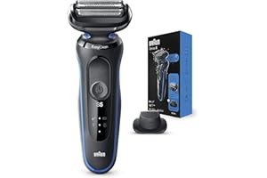 ‎BRAUN Braun Elektrorasierer Serie 5, mit Präzisionstrimmer-Aufsatz zum Trimmen von Schnurrbart und Koteletten, 100% wasserdicht, 2-poliger Badezimmerstecker, 50-B1200 s, blauer Rasierer