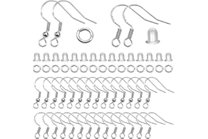 TOAOB THE ONE AND ONLY BABY TOAOB 300pcs Crochets Boucle D'oreille en Argent 925 Plaqué et 4mm Ouvrir Anneaux de Sauter Dos Fermoirs en Silicone Transparent Apprêt Pour DIY Kits de Fabrication de Bijoux