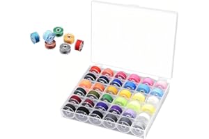 PHMING 36 Piezas Canillas Maquina Coser, Hilo de Coser de 36 Colores, Bobina Máquina de Coser, Bobinas de Plástico con Caja Transparente para Coser y Proyectos de Bricolaje