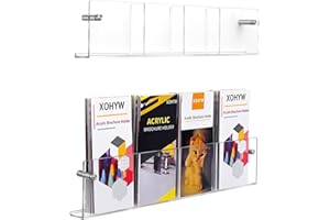 XOHYW Acryl-Broschürenhalter, 2 Stück, transparenter Kunststoff, faltbar, Multi-Slot-Regal, Prospekt-Präsentationsständer, Wand-Organizer für Präsentationsbroschüren, Flyer, Literaturdokumente (4