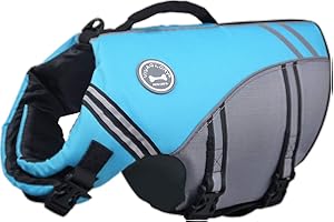 VIVAGLORY Sports Style Hundeschwimmweste, Rettungswesten Für Hunde Bootfahren, Auftrieb & Schwimmhilfe, Schwimmweste, M, Blau