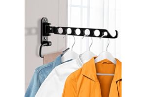 JOLY FANG Appendiabiti da parete pieghevole, Portatile Alluminio Stendibiancheria da Parete, Grucce Appendiabiti Pieghevole Salva spazio, per Camera da Letto, Bagno (Nero-U, 1)