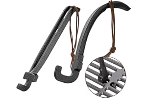 VNIERXFUL 2 Pack Cast Iron Grill Grate Lifter, Grill Accessories for Cast Iron and Stainless Steel Racks, 20.3 cm Cooking Grate Lifter, Grate Lifter Universal Grill Tool, Grill Lifter for Most Charcoal Grills