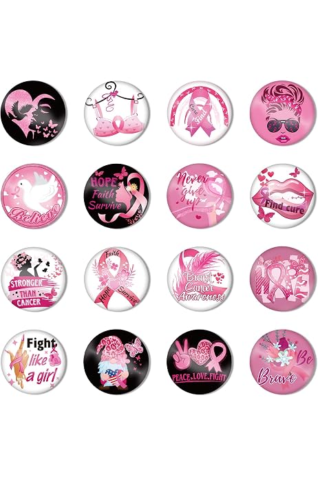 16 Pins Et Broches Octobre Rose En Français - Accessoires Sensibilisation Cancer Du Sein - 7