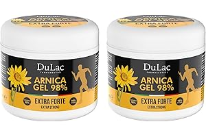 DULÀC FARMACEUTICI 1982 Dulàc, Arnica 98% Gel Extra Forte, 2 x 500ml, Arnica per Cavalli Uso Umano, Gel Corpo Rinfrescante con Mentolo e Olio di Buriti, per Massaggiare la Pelle di Muscoli e Articolazioni, Made in Italy