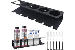 GOEDCH Soporte para Botellas de Spray: Soporte de Botella de Spray Montado en la Pared, Soporte para Botes de Spray Multifuncional, con 5 Agujeros y 6 Ranuras, para Garaje, Tienda y Hogar